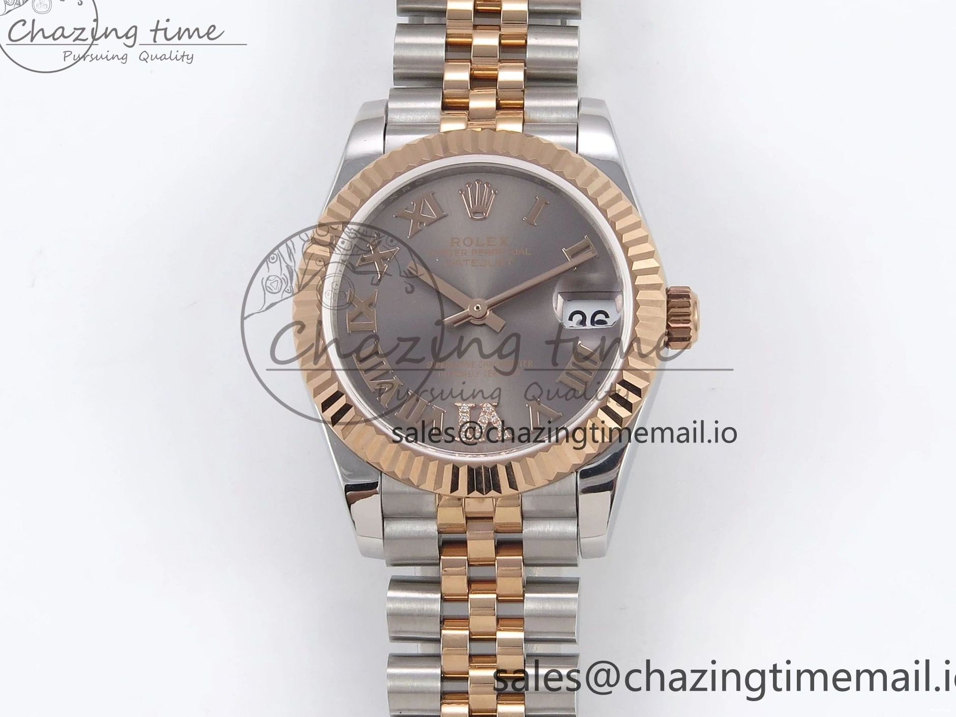 MiroTime 0401 Popular DateJust 31 278271 SS RG GMF 1:1 Best Edition 904L Steel Gray Roman Diamonds Dial on Jubilee Bracelet A 1165